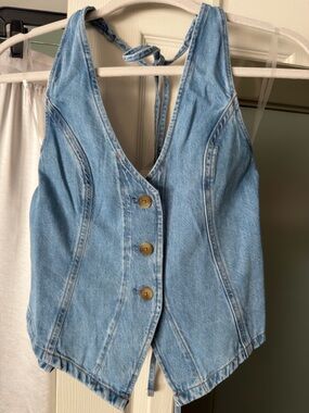 American Eagle Outfitters Light Blue Denim Tank Top